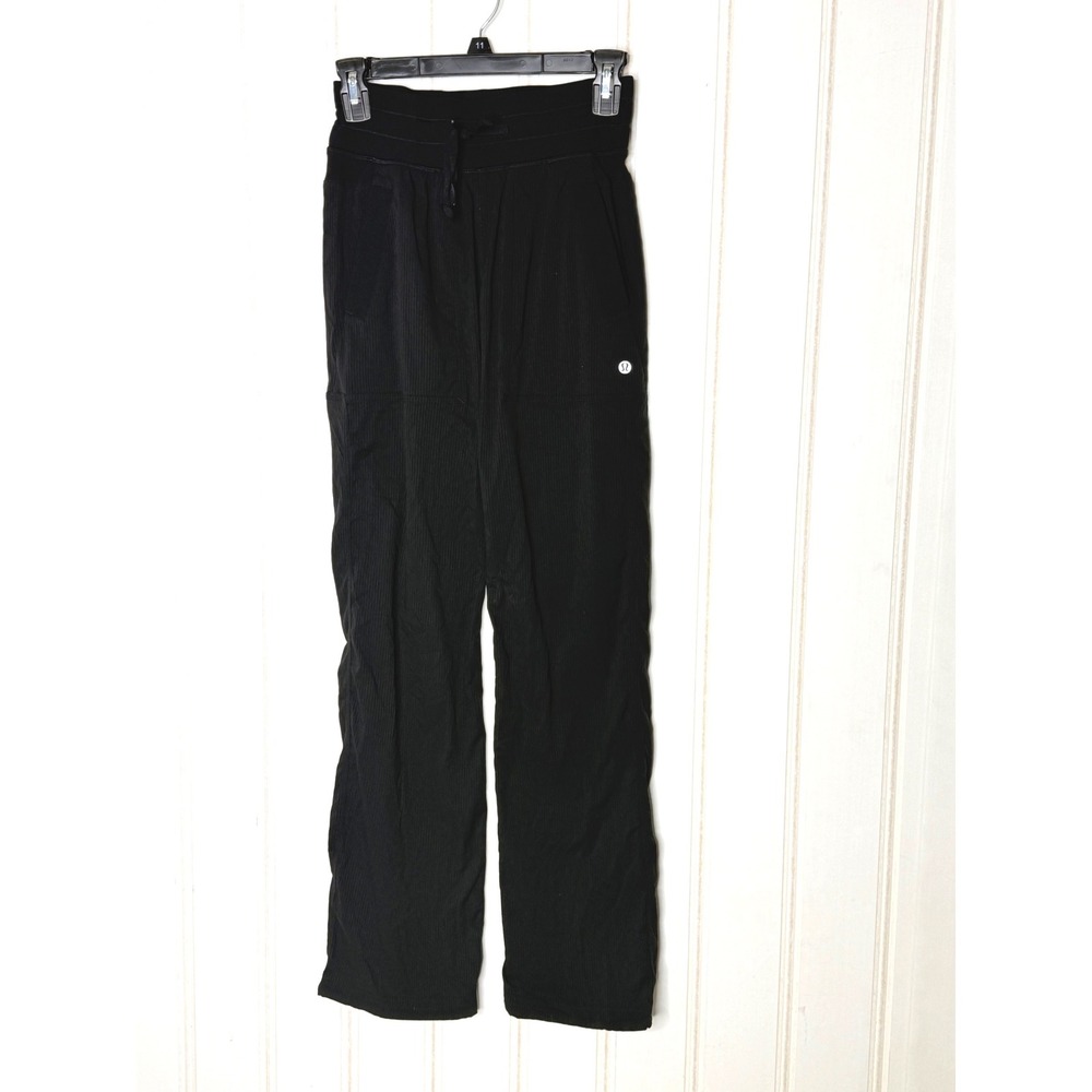 Lululemon Black Dance Studio Pants Mid Rise Relaxed Fit Drawstring Size 2 - Picture 2 of 9